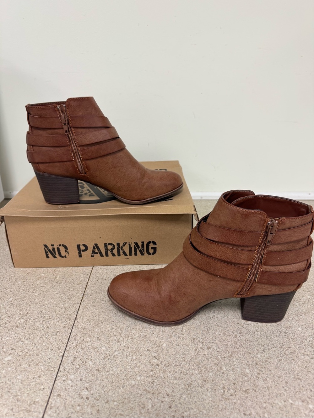 Women’s Ankle Booties in Brown - Zip Side Heel